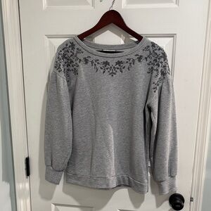 American Eagle Outfitters Light Gray Textured Sweatshirt